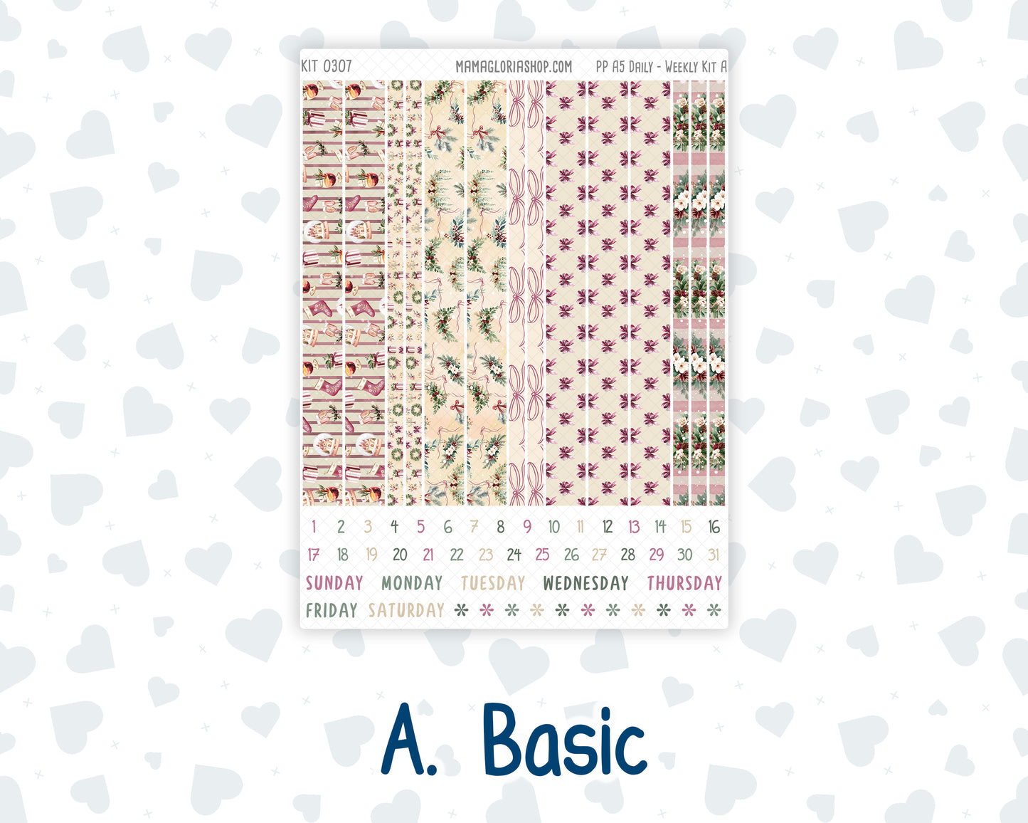 Kit 0307 - A5 - Plum Paper Daily - Weekly Kit - December - Velvet Hearth