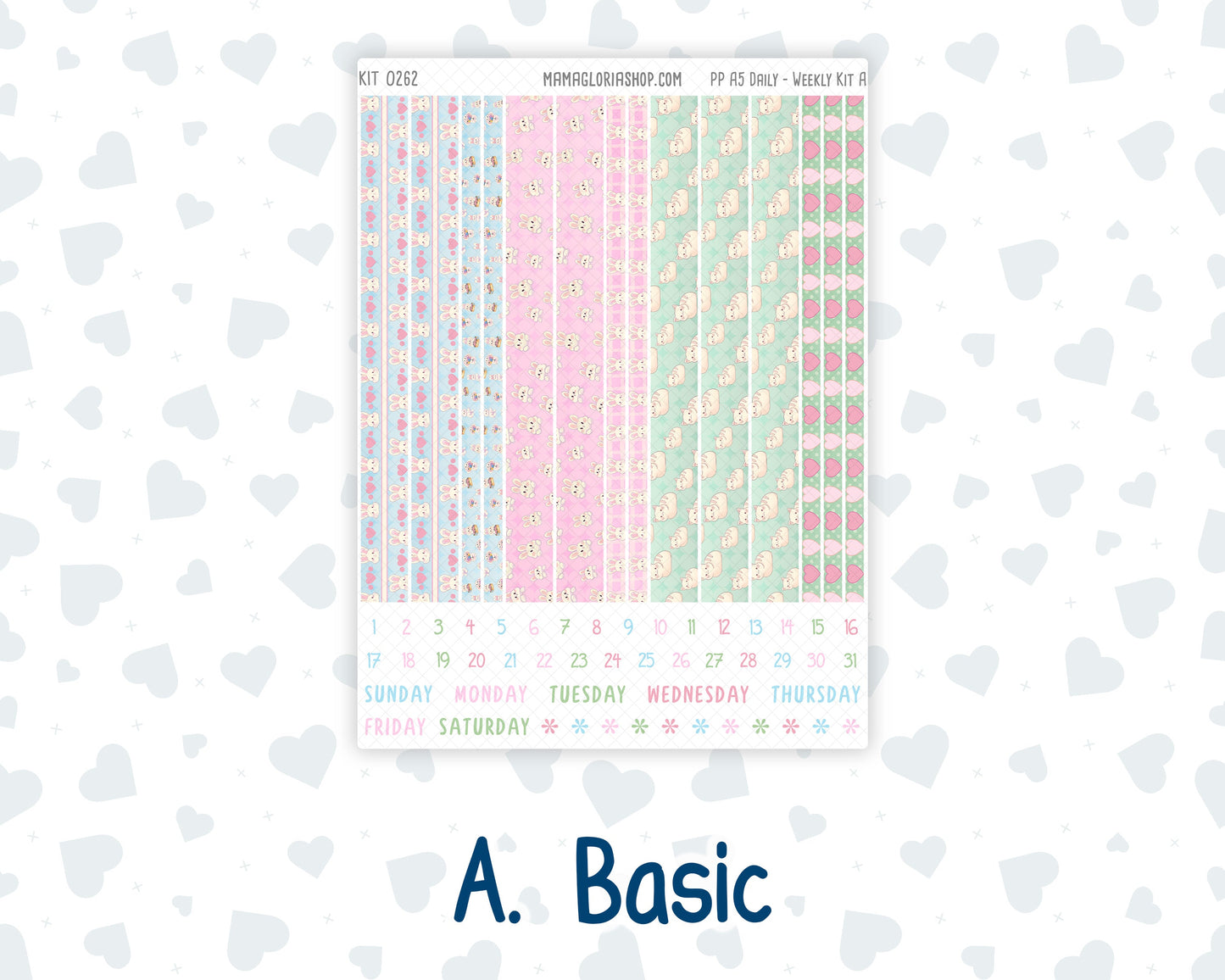 Kit 0262 - A5 - Plum Paper Daily - Weekly Kit - April - Spring Puffs