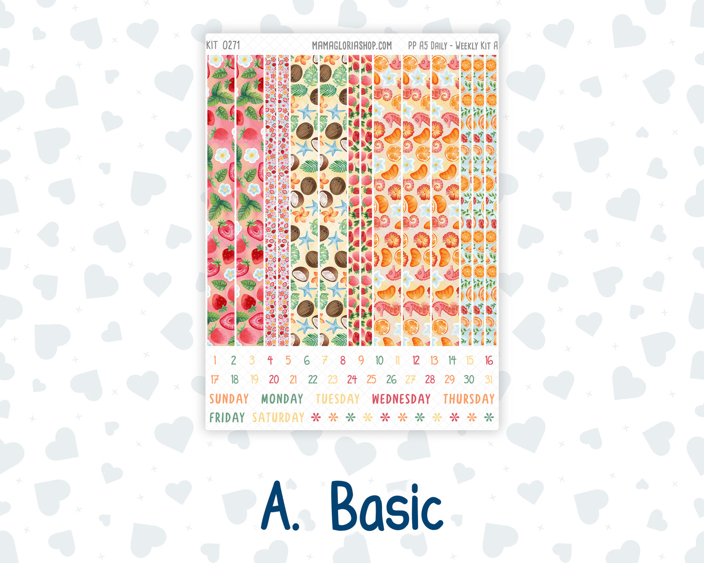 Kit 0271 - A5 - Plum Paper Daily - Weekly Kit - June - Strawberry Shore