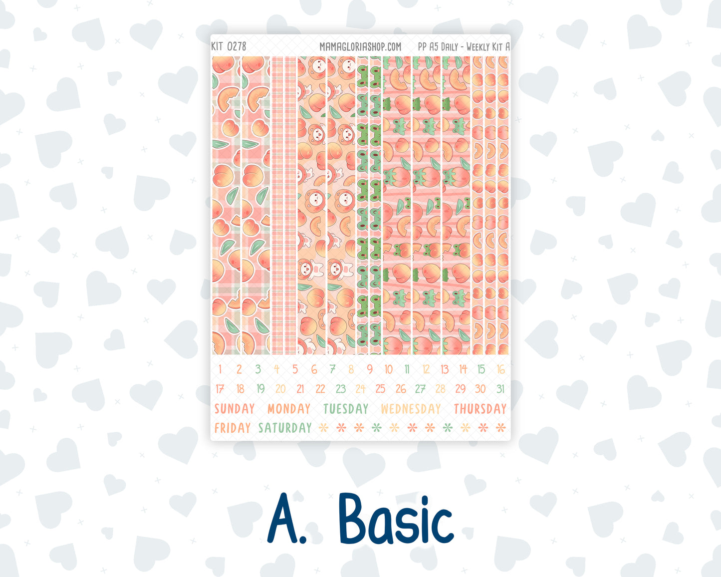 Kit 0278 - A5 - Plum Paper Daily - Weekly Kit - August - Oops, All Peaches