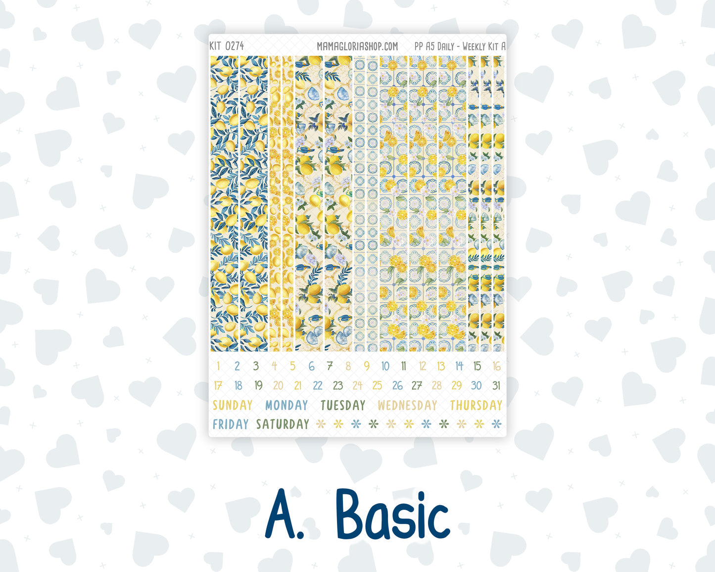 Kit 0274 - A5 - Plum Paper Daily - Weekly Kit - July - Sunny Lemon Shore