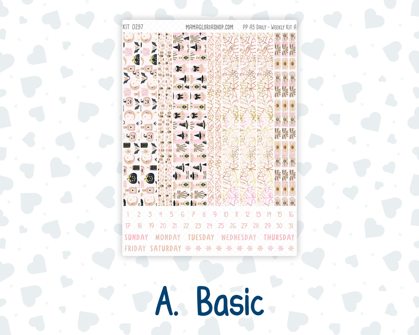 Kit 0297 - A5 - Plum Paper Daily - Weekly Kit - October - Pink Spell