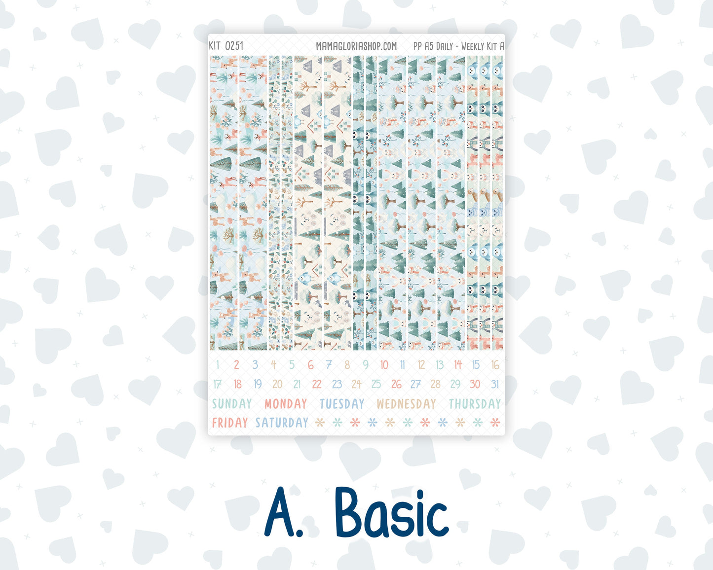 Kit 0251 - A5 - Plum Paper Daily - Weekly Kit - January - Pine & Paws