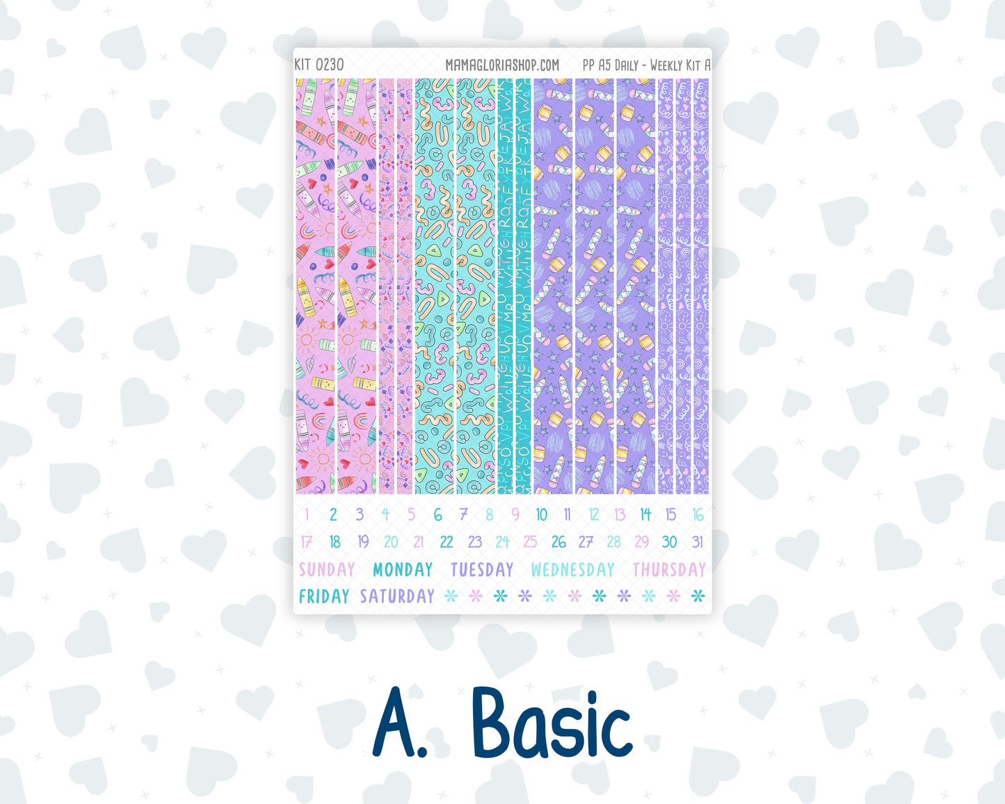 Kit 0230 - A5 - Plum Paper Daily - Weekly Kit - August - School Daze