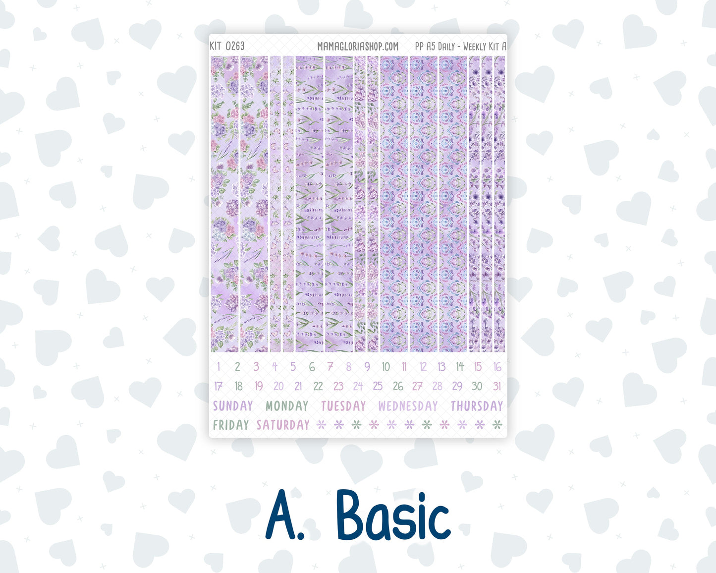 Kit 0263 - A5 - Plum Paper Daily - Weekly Kit - April - Lavender Drift