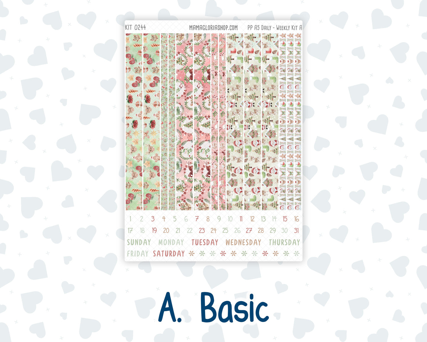Kit 0244 - A5 - Plum Paper Daily - Weekly Kit - December - Santas Village