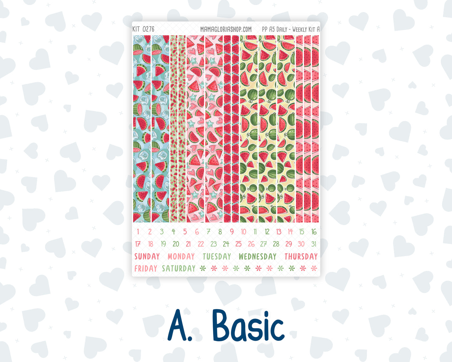Kit 0276 - A5 - Plum Paper Daily - Weekly Kit - July - Melon Crush