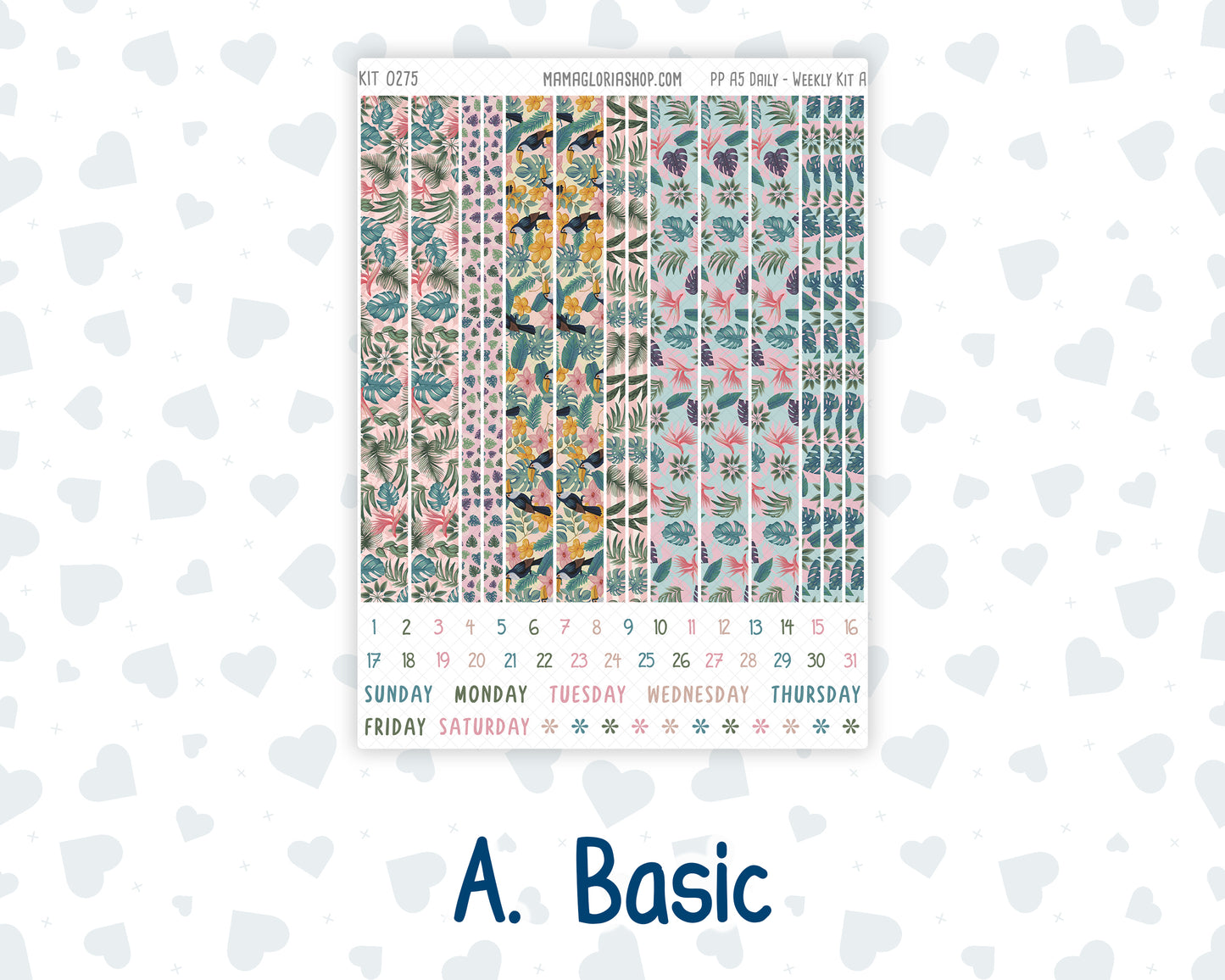 Kit 0275 - A5 - Plum Paper Daily - Weekly Kit - July - Tropical Safari Blush