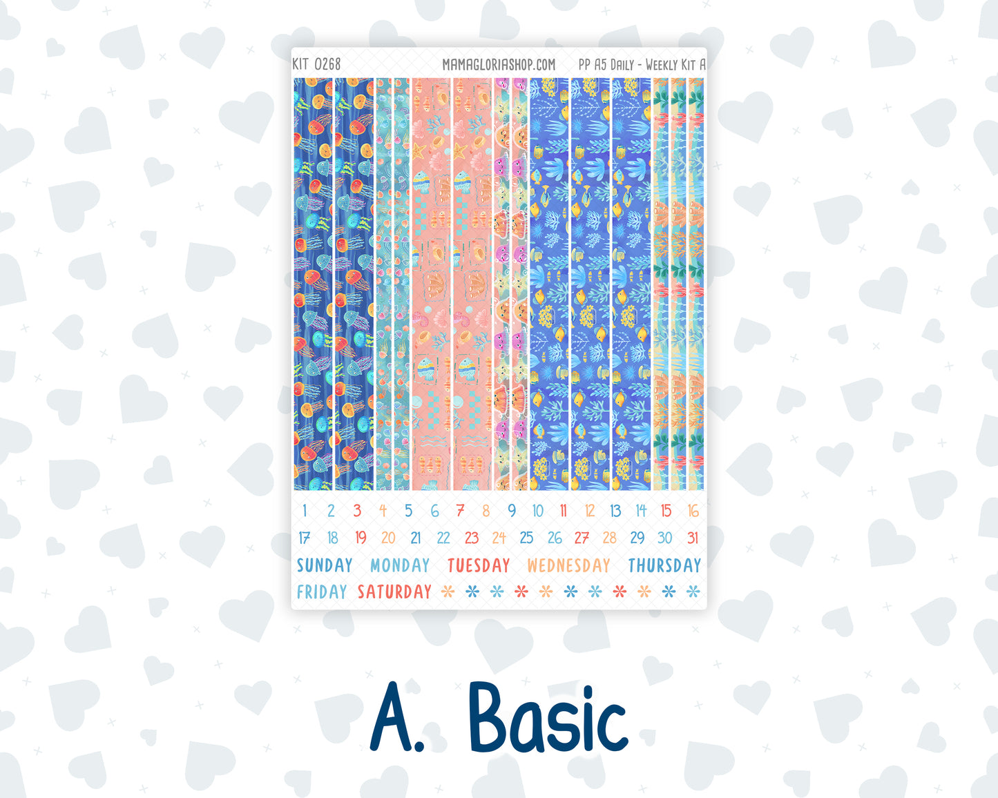 Kit 0268 - A5 - Plum Paper Daily - Weekly Kit - June - Sea Sweeties