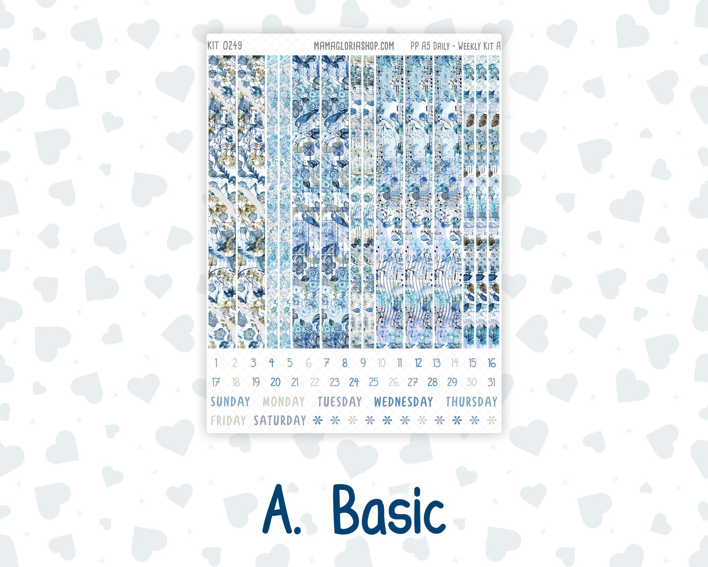 Kit 0249 - A5 - Plum Paper Daily - Weekly Kit - January - Icy Lace