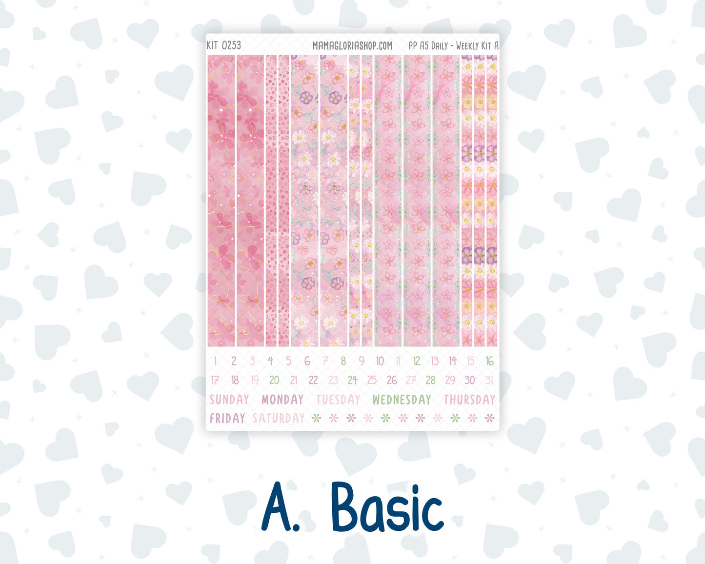 Kit 0253 - A5 - Plum Paper Daily - Weekly Kit - February - Rosy Daydreams