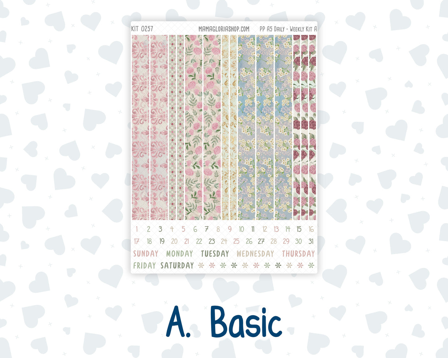 Kit 0257 - A5 - Plum Paper Daily - Weekly Kit - March - Blush Garden