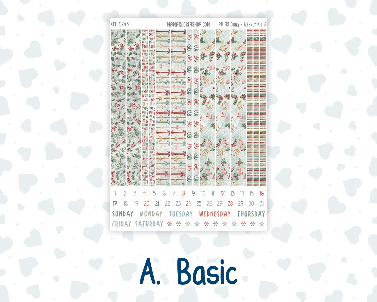 Kit 0245 - A5 - Plum Paper Daily - Weekly Kit - December - Vintage Christmas