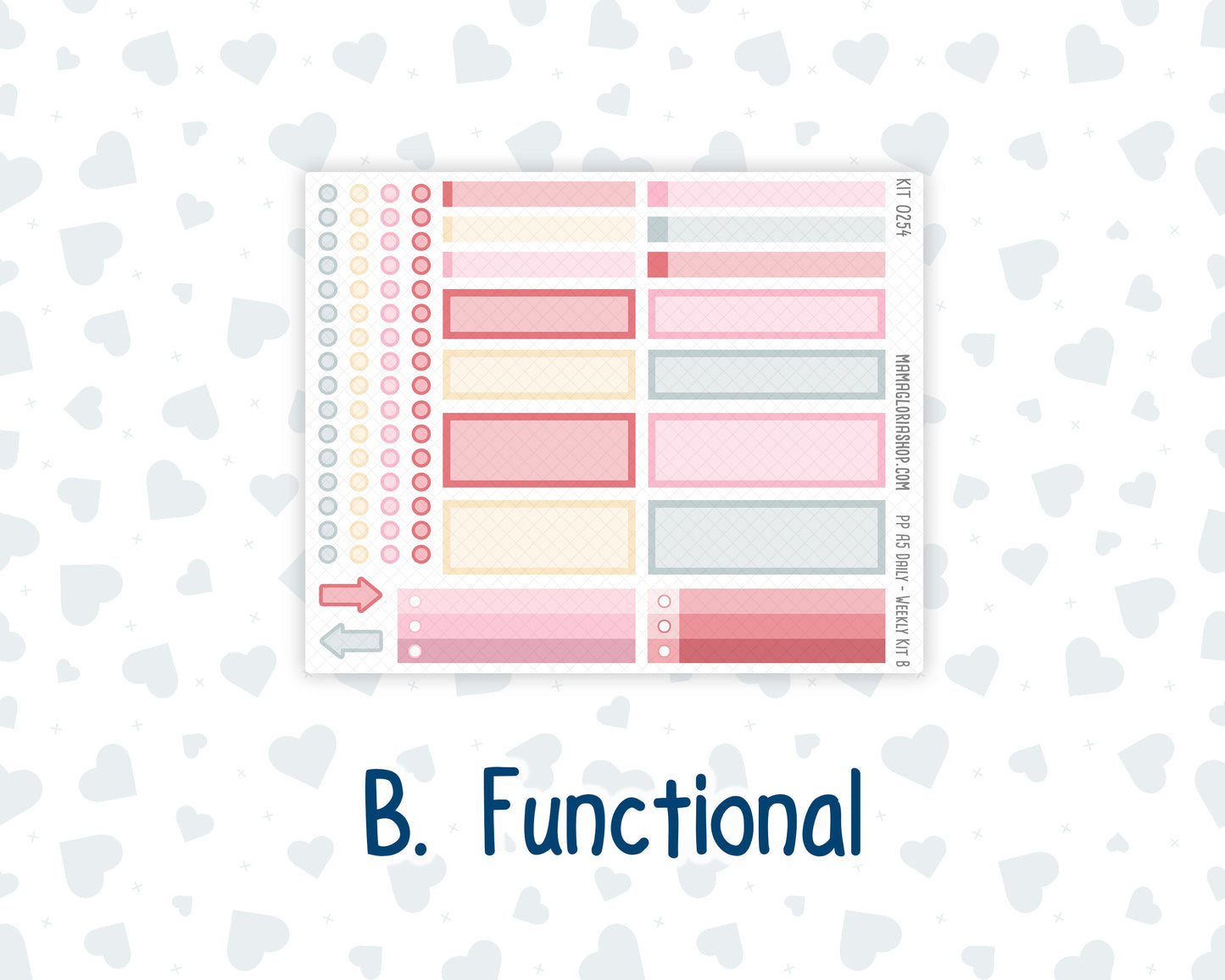 Kit 0254 - A5 - Plum Paper Daily - Weekly Kit - February - Valentine Village