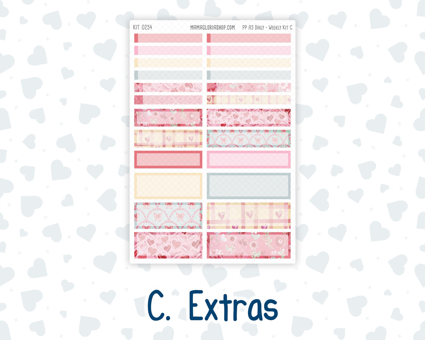 Kit 0254 - A5 - Plum Paper Daily - Weekly Kit - February - Valentine Village