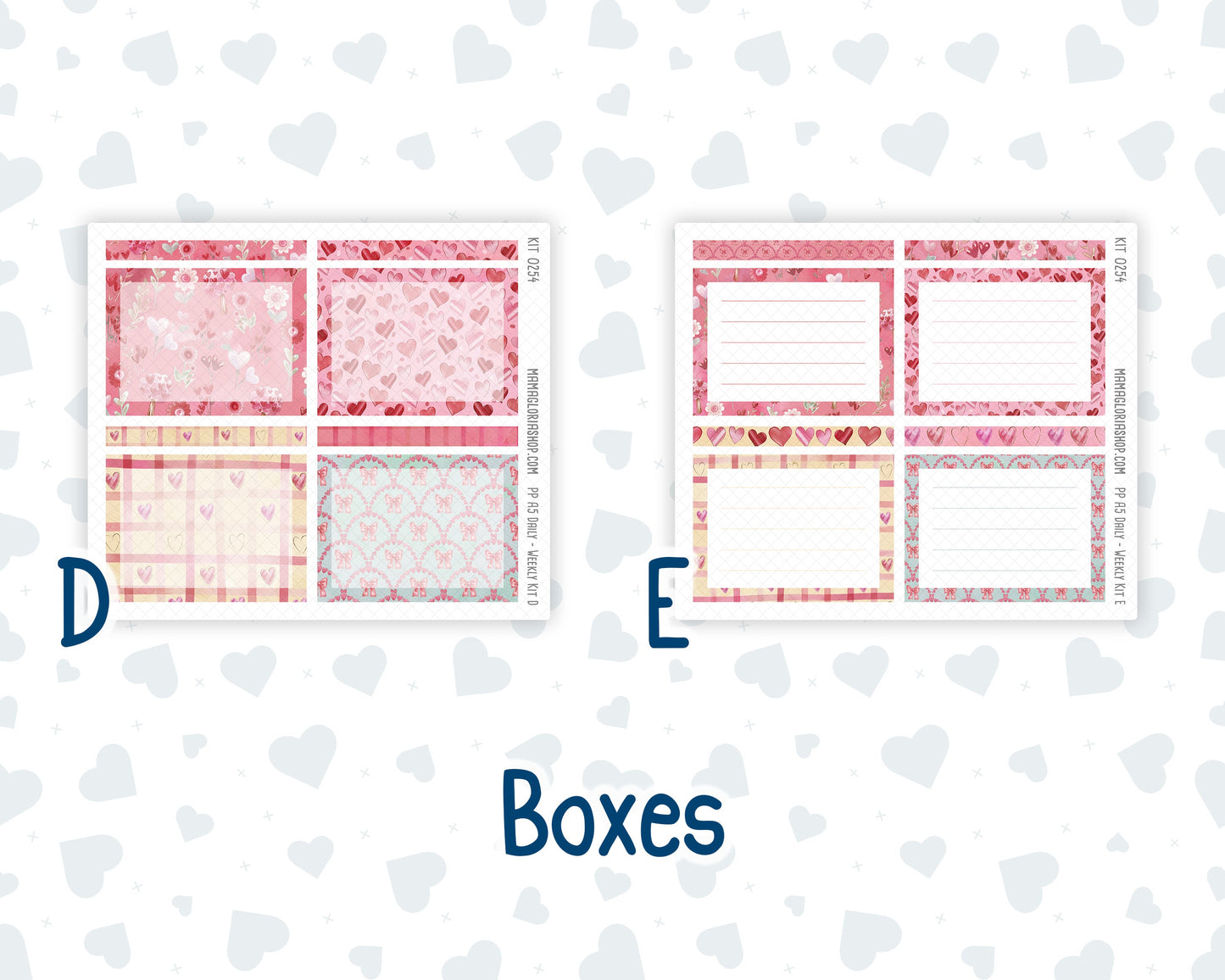Kit 0254 - A5 - Plum Paper Daily - Weekly Kit - February - Valentine Village
