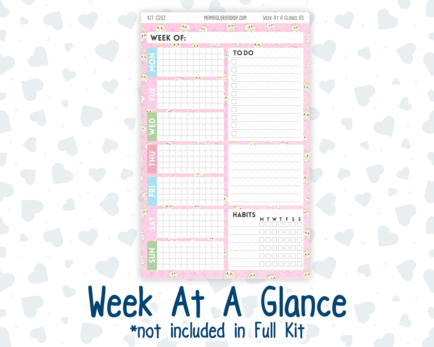 Kit 0262 - A5 - Plum Paper Daily - Weekly Kit - April - Spring Puffs