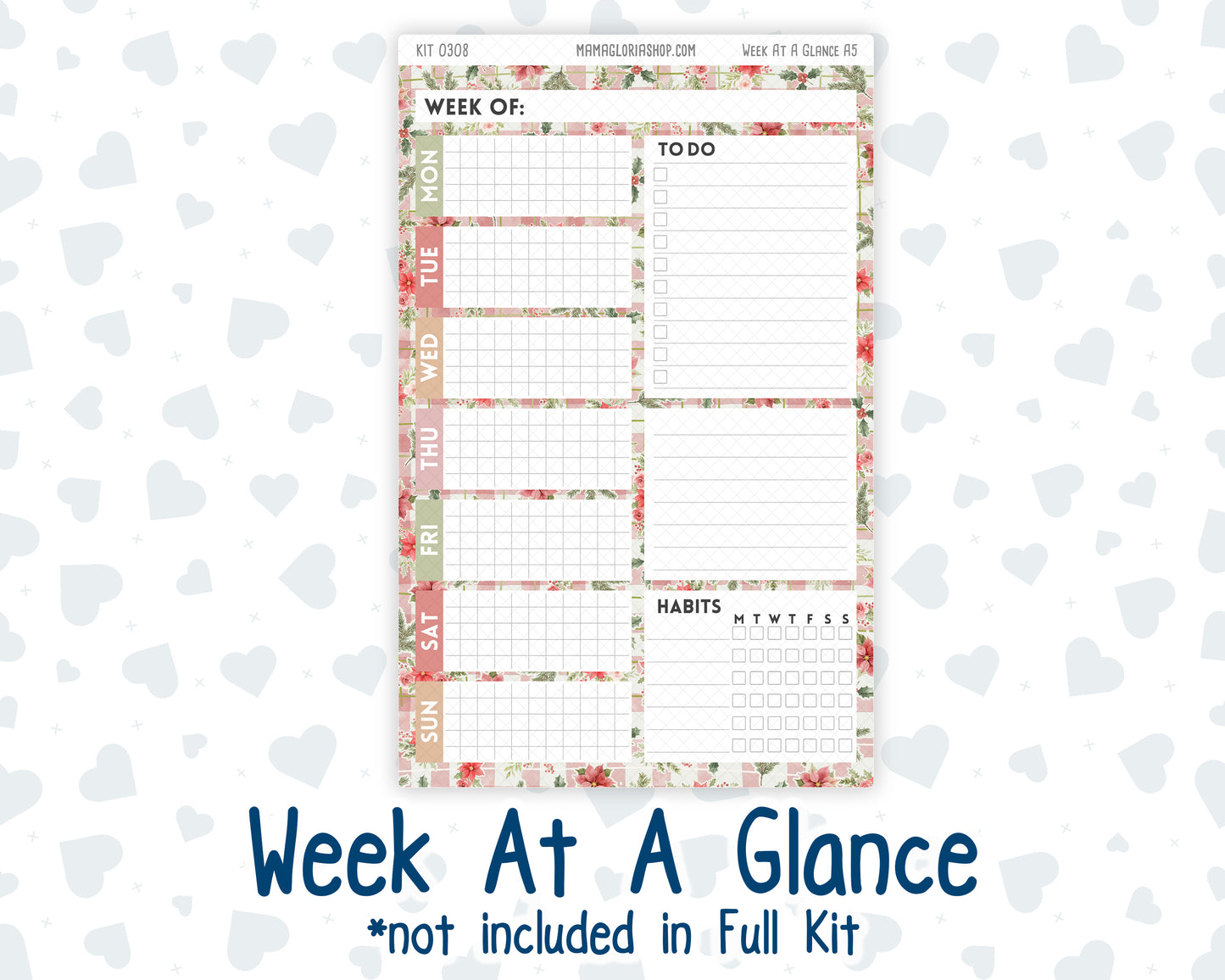 Kit 0308 - A5 - Plum Paper Daily - Weekly Kit - December - Knit & Holly