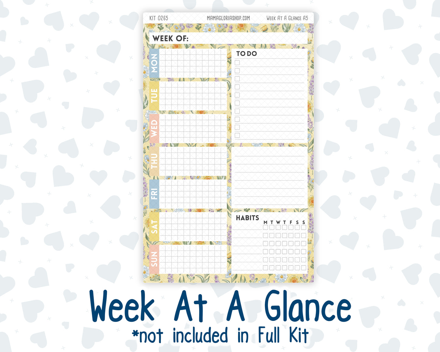 Kit 0265 - A5 - Plum Paper Daily - Weekly Kit - May - Honeybee Sky