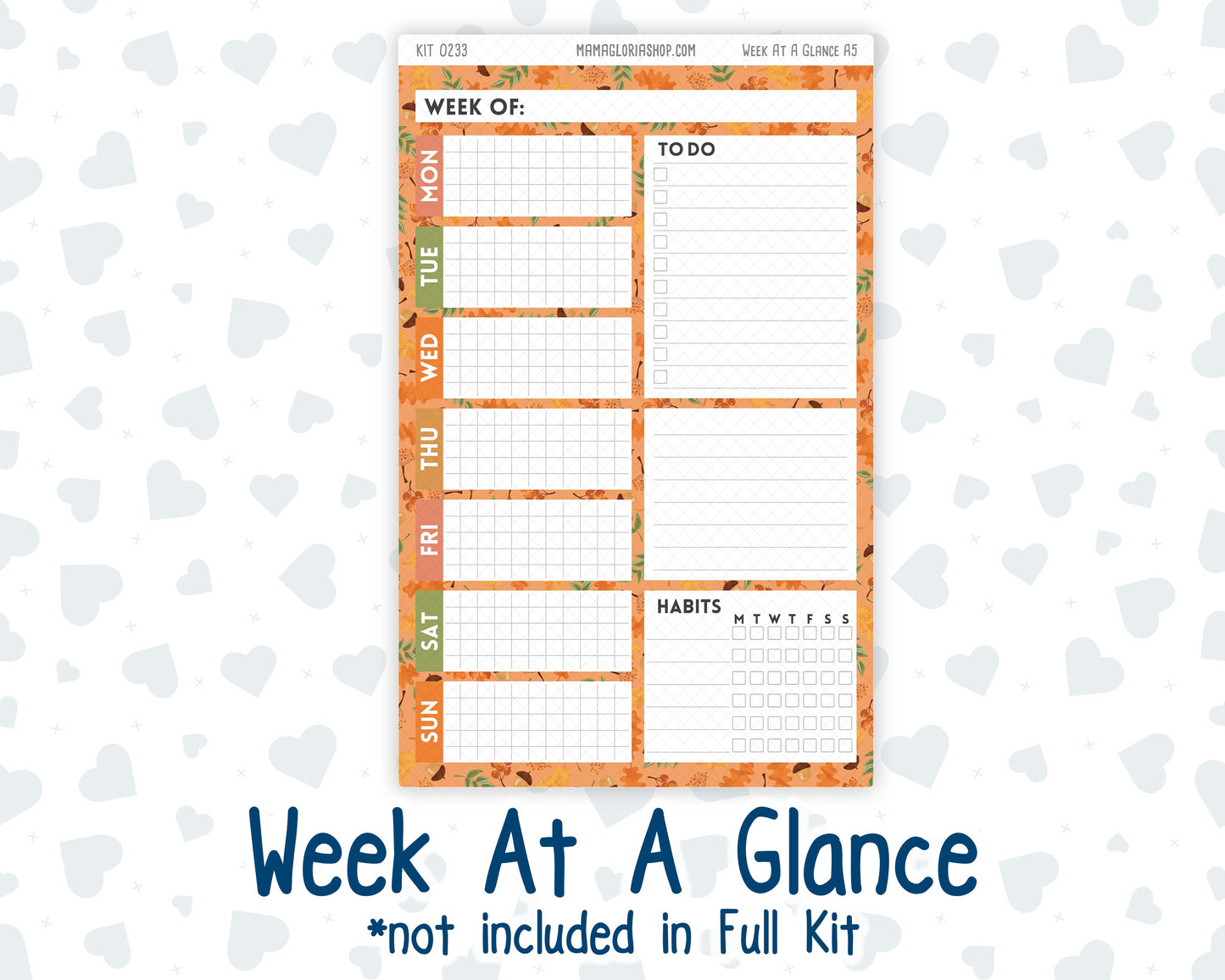 Kit 0233 - A5 - Plum Paper Daily - Weekly Kit - September - Cinnamon Days