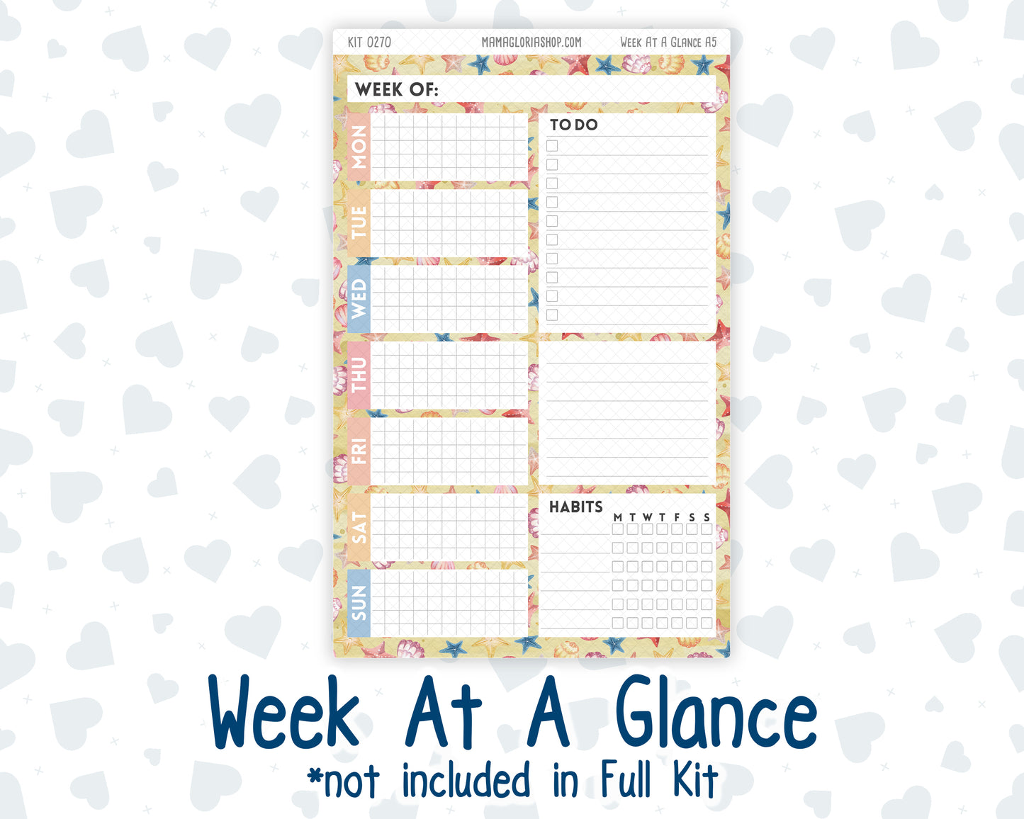 Kit 0270 - A5 - Plum Paper Daily - Weekly Kit - June - Beachside Bliss