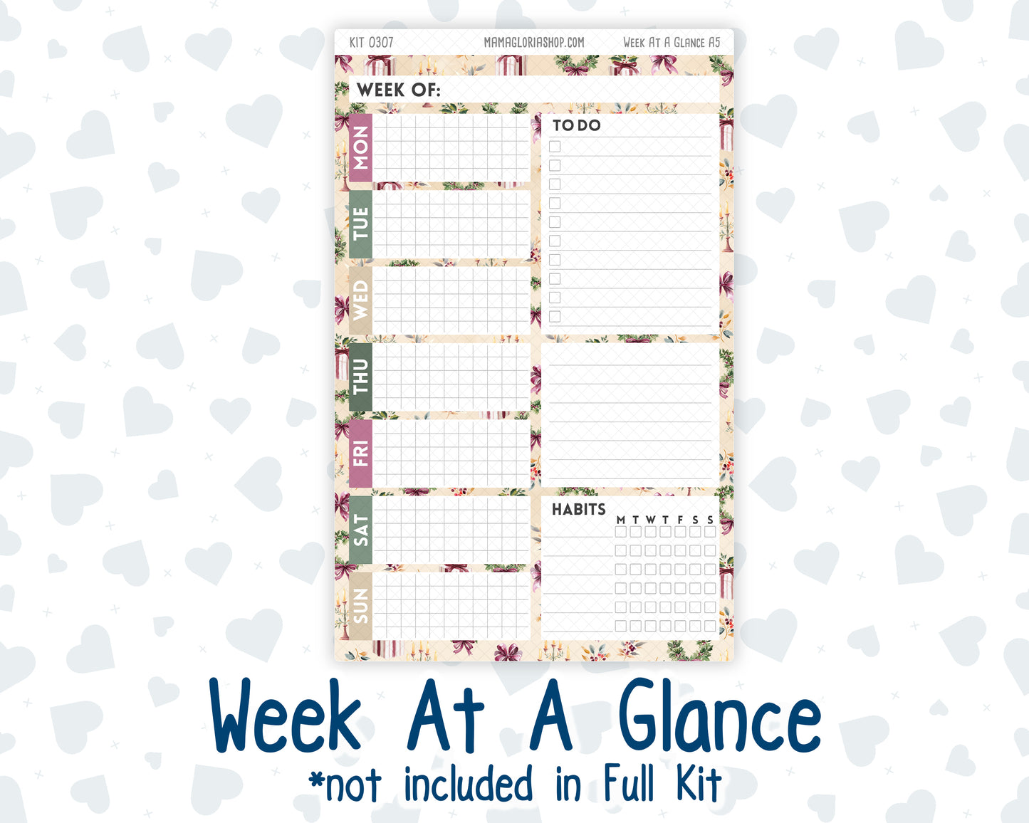 Kit 0307 - A5 - Plum Paper Daily - Weekly Kit - December - Velvet Hearth