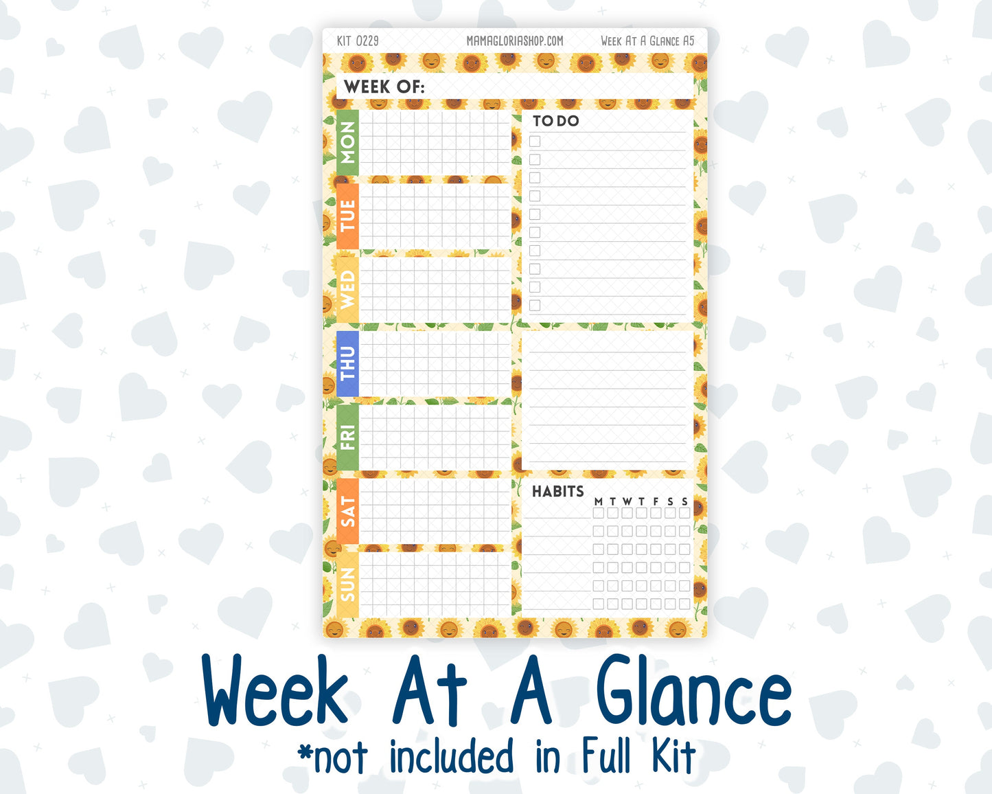 Kit 0229 - A5 - Plum Paper Daily - Weekly Kit - August - Golden Faces