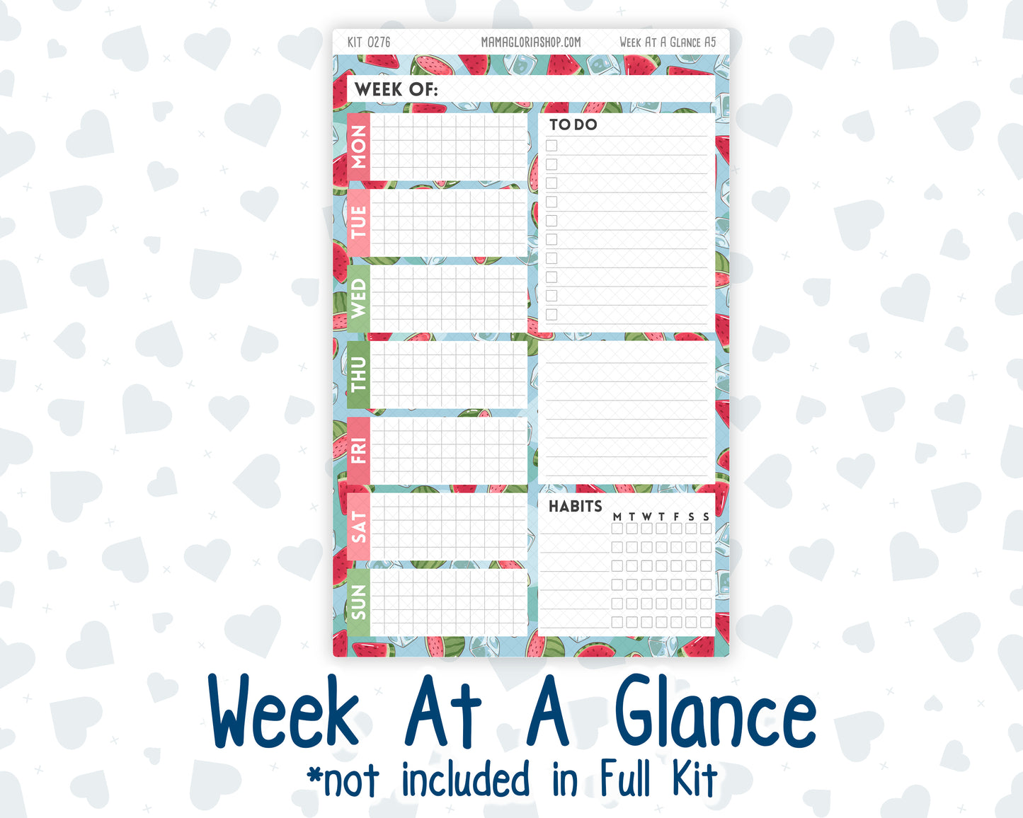 Kit 0276 - A5 - Plum Paper Daily - Weekly Kit - July - Melon Crush