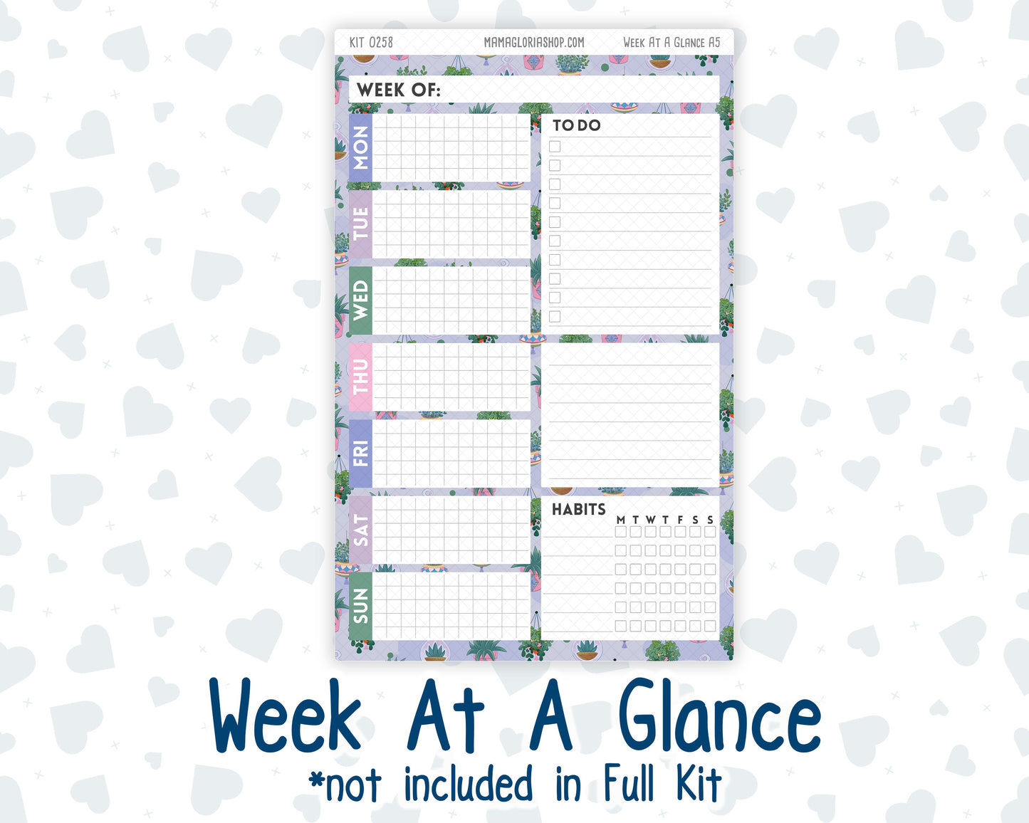 Kit 0258 - A5 - Plum Paper Daily - Weekly Kit - March - Plant Therapy