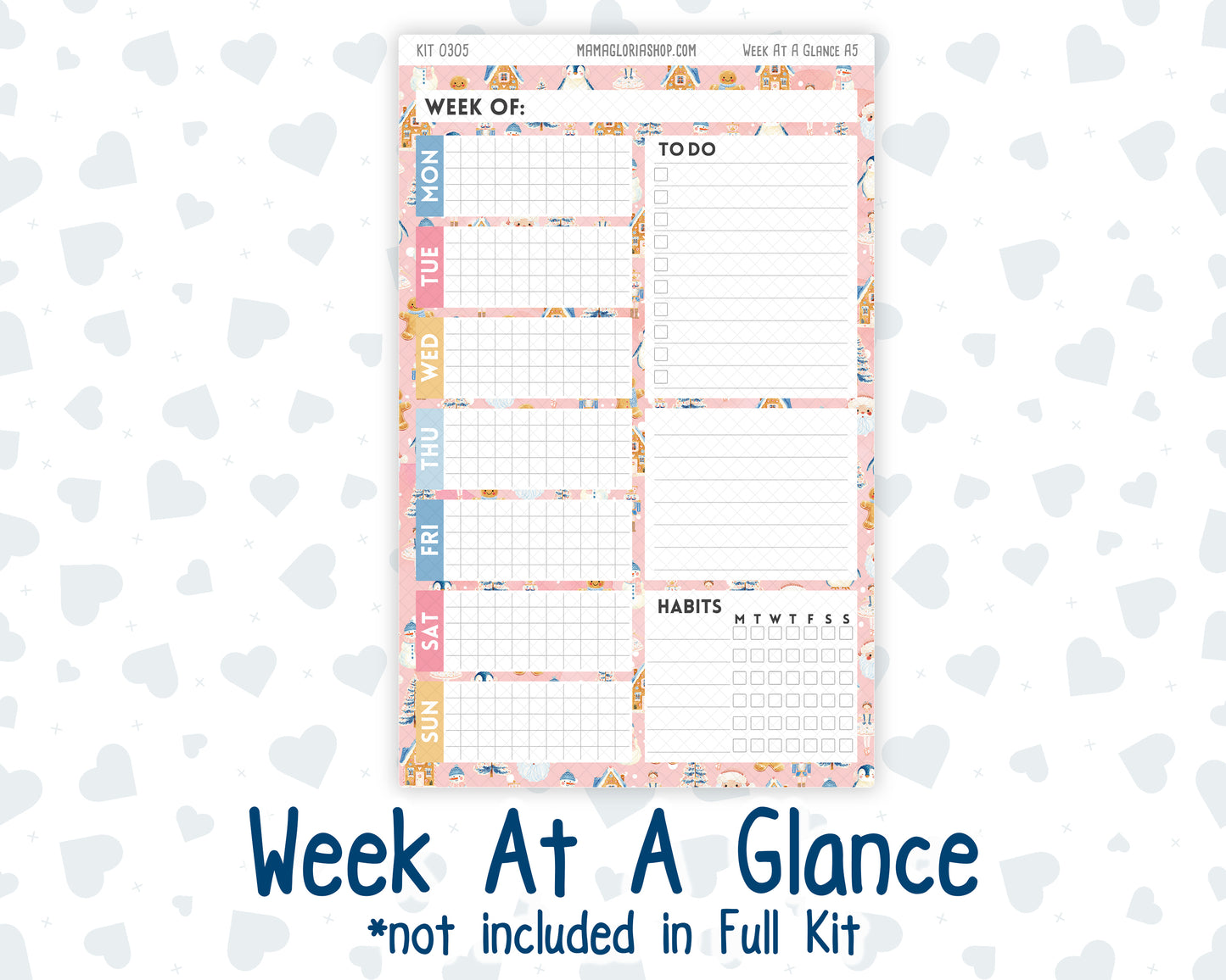 Kit 0305 - A5 - Plum Paper Daily - Weekly Kit - December - Sugarplum Parade