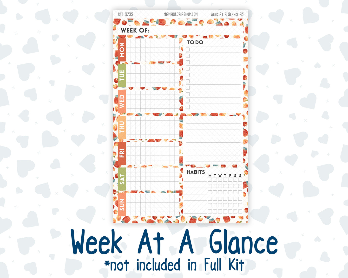 Kit 0235 - A5 - Plum Paper Daily - Weekly Kit - September - Apple Orchard
