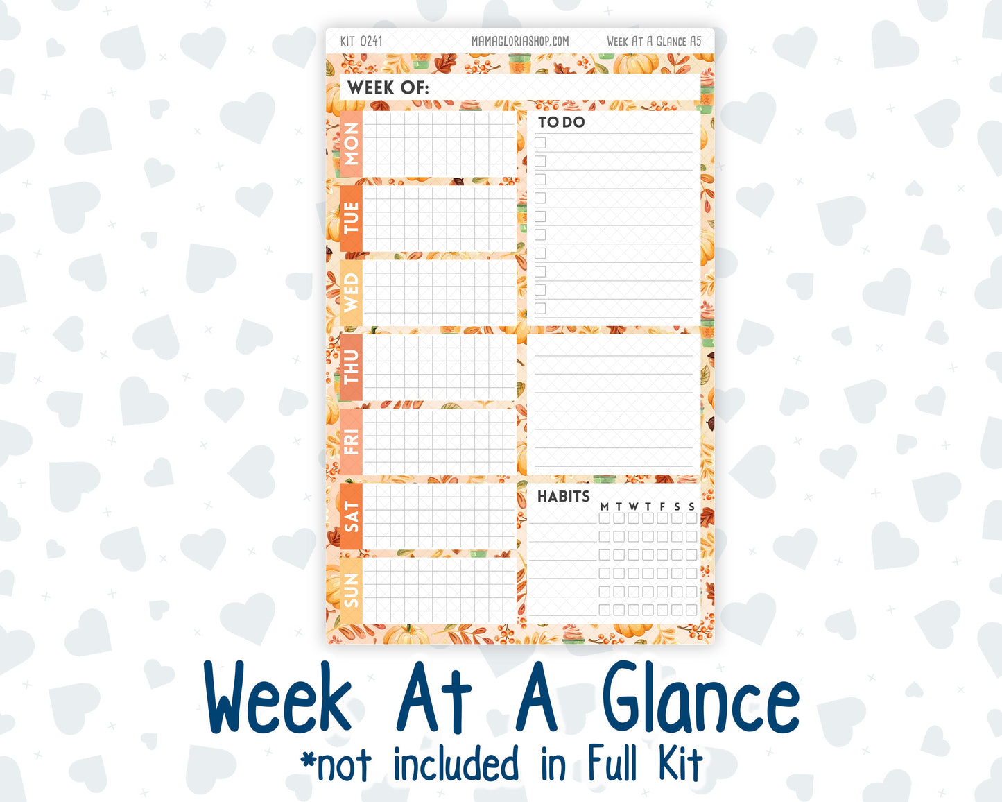 Kit 0241 - A5 - Plum Paper Daily - Weekly Kit - November - Pumpkin Latte