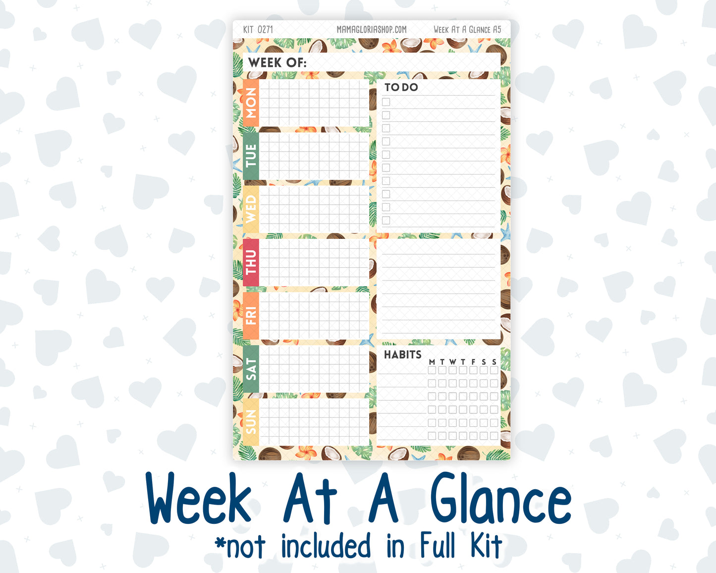 Kit 0271 - A5 - Plum Paper Daily - Weekly Kit - June - Strawberry Shore