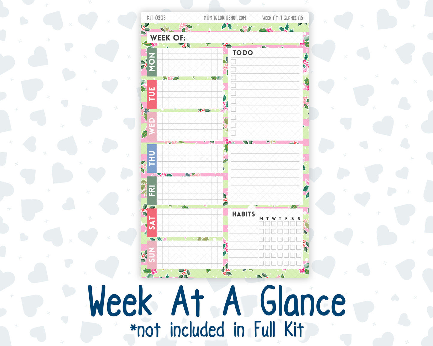 Kit 0306 - A5 - Plum Paper Daily - Weekly Kit - December - Jolly Mischief
