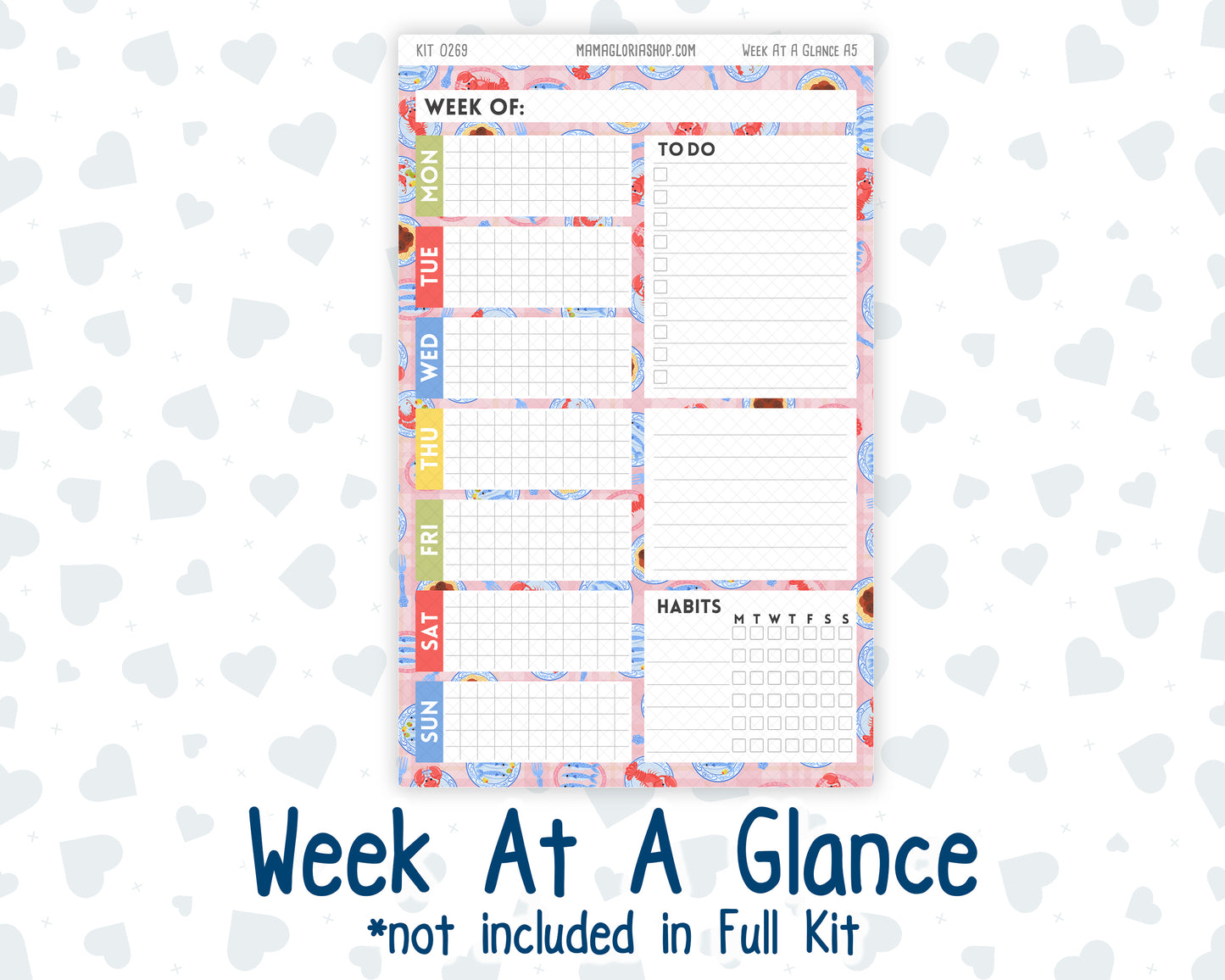 Kit 0269 - A5 - Plum Paper Daily - Weekly Kit - June - Dolce Mare