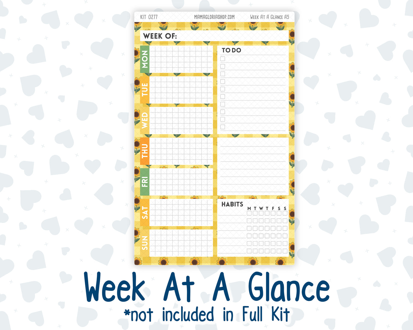 Kit 0277 - A5 - Plum Paper Daily - Weekly Kit - August - Sunflower Drama Club