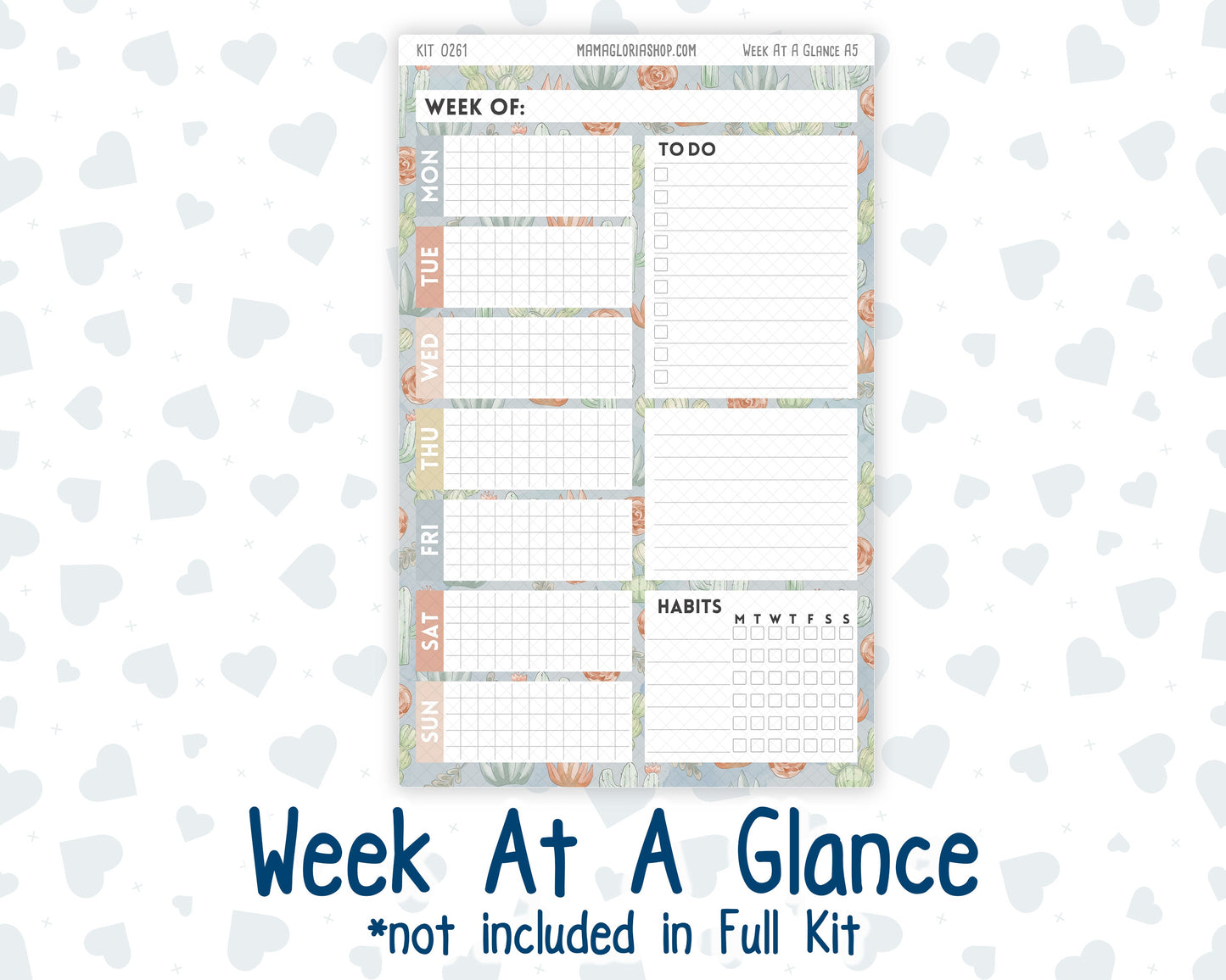 Kit 0261 - A5 - Plum Paper Daily - Weekly Kit - April - Llama Spring