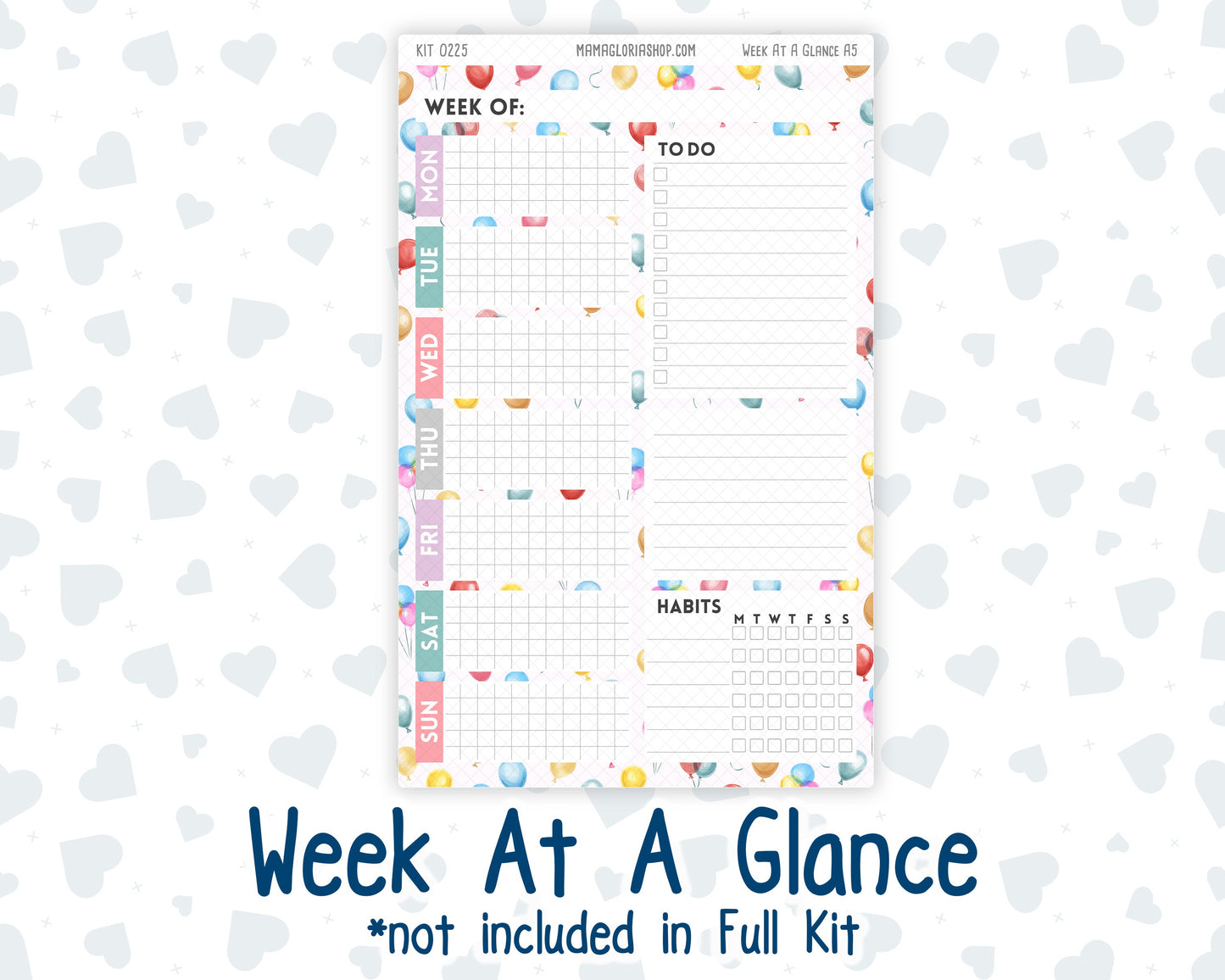 Kit 0225 - A5 - Plum Paper Daily - Weekly Kit - July - Carnival Joy