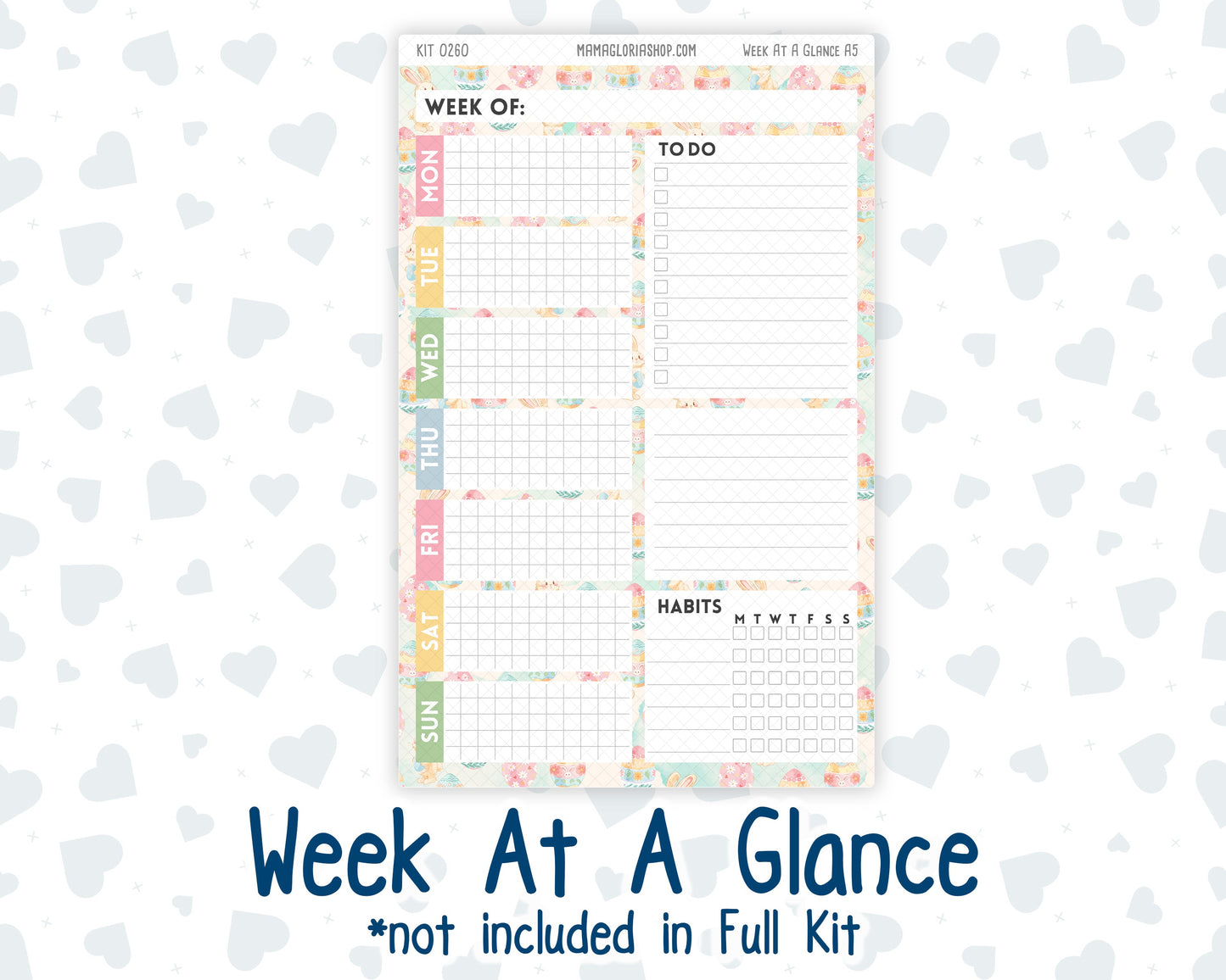Kit 0260 - A5 - Plum Paper Daily - Weekly Kit - April - Pastel Egg Hunt