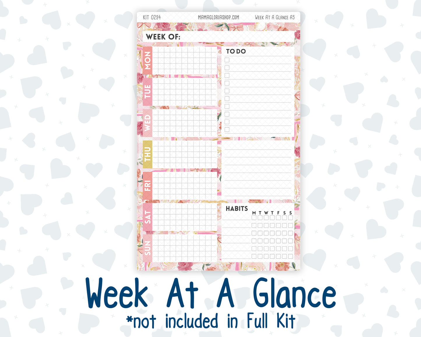 Kit 0294 - A5 - Plum Paper Daily - Weekly Kit - September - Rosy Reveria