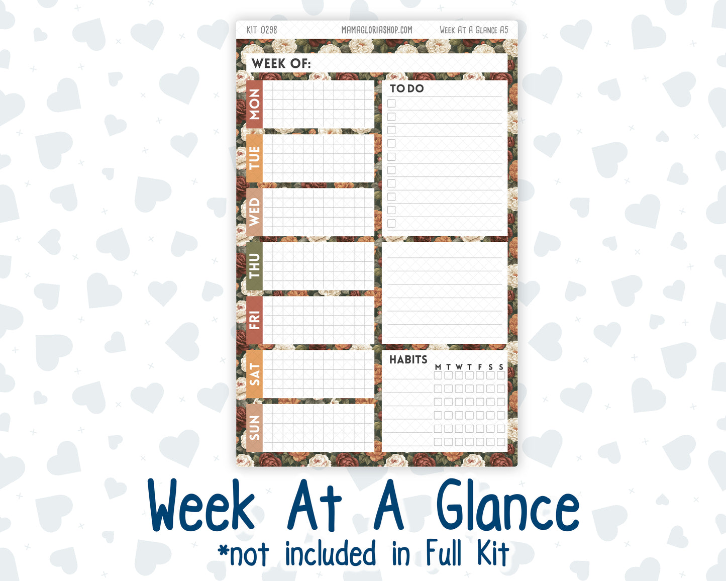 Kit 0298 - A5 - Plum Paper Daily - Weekly Kit - October - Velvet Bloom