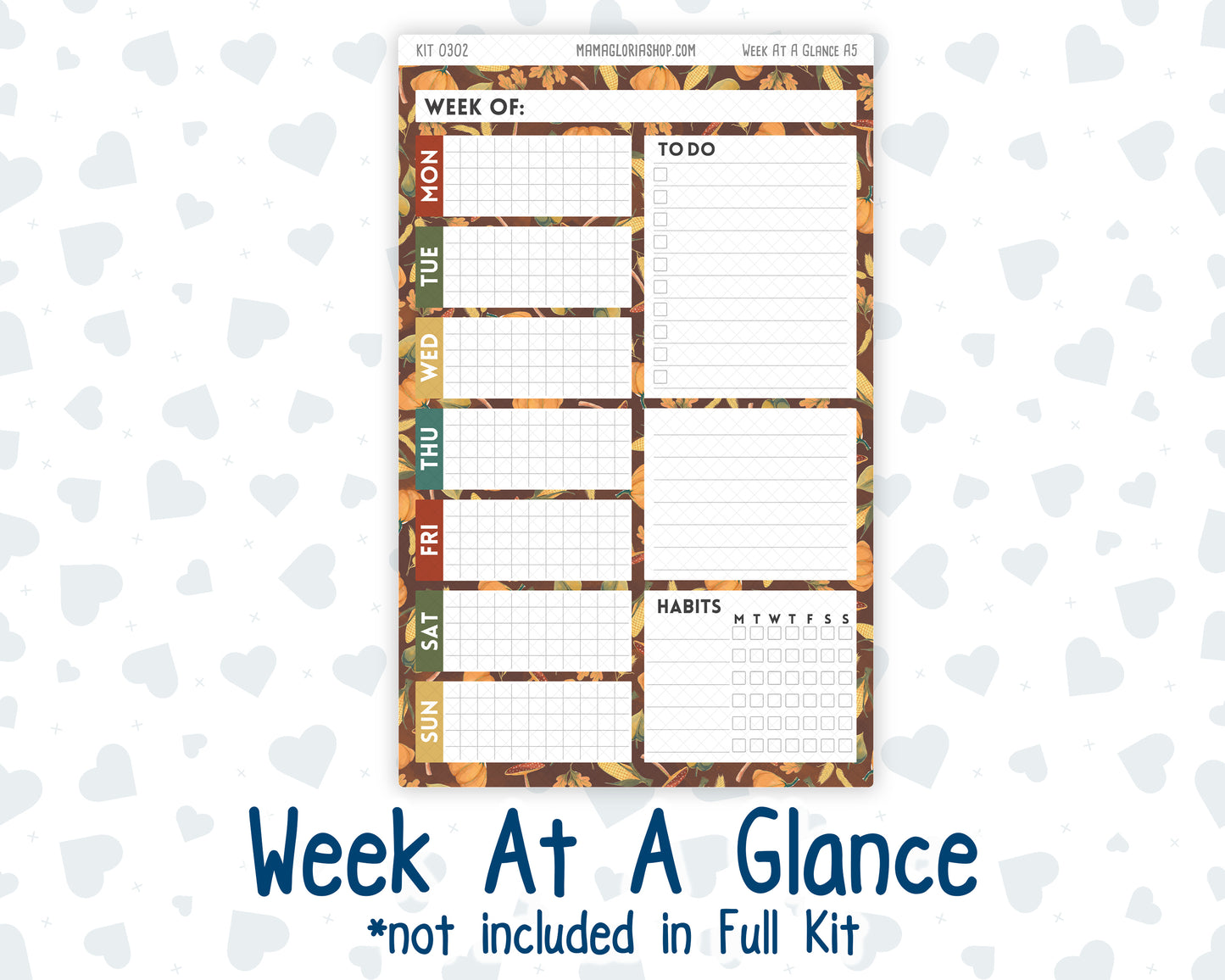 Kit 0302 - A5 - Plum Paper Daily - Weekly Kit - November - Thankful Season