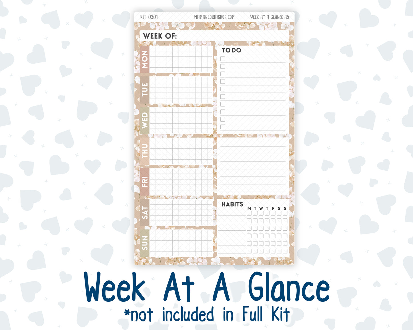 Kit 0301 - A5 - Plum Paper Daily - Weekly Kit - November - Sunday Comfort