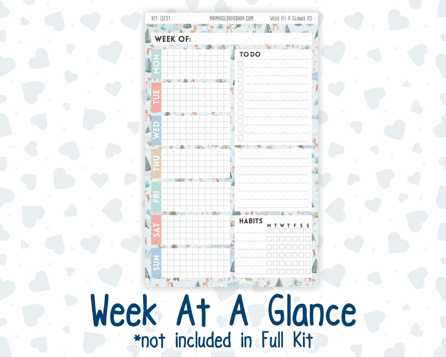 Kit 0251 - A5 - Plum Paper Daily - Weekly Kit - January - Pine & Paws