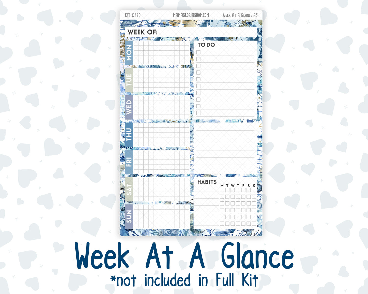 Kit 0249 - A5 - Plum Paper Daily - Weekly Kit - January - Icy Lace