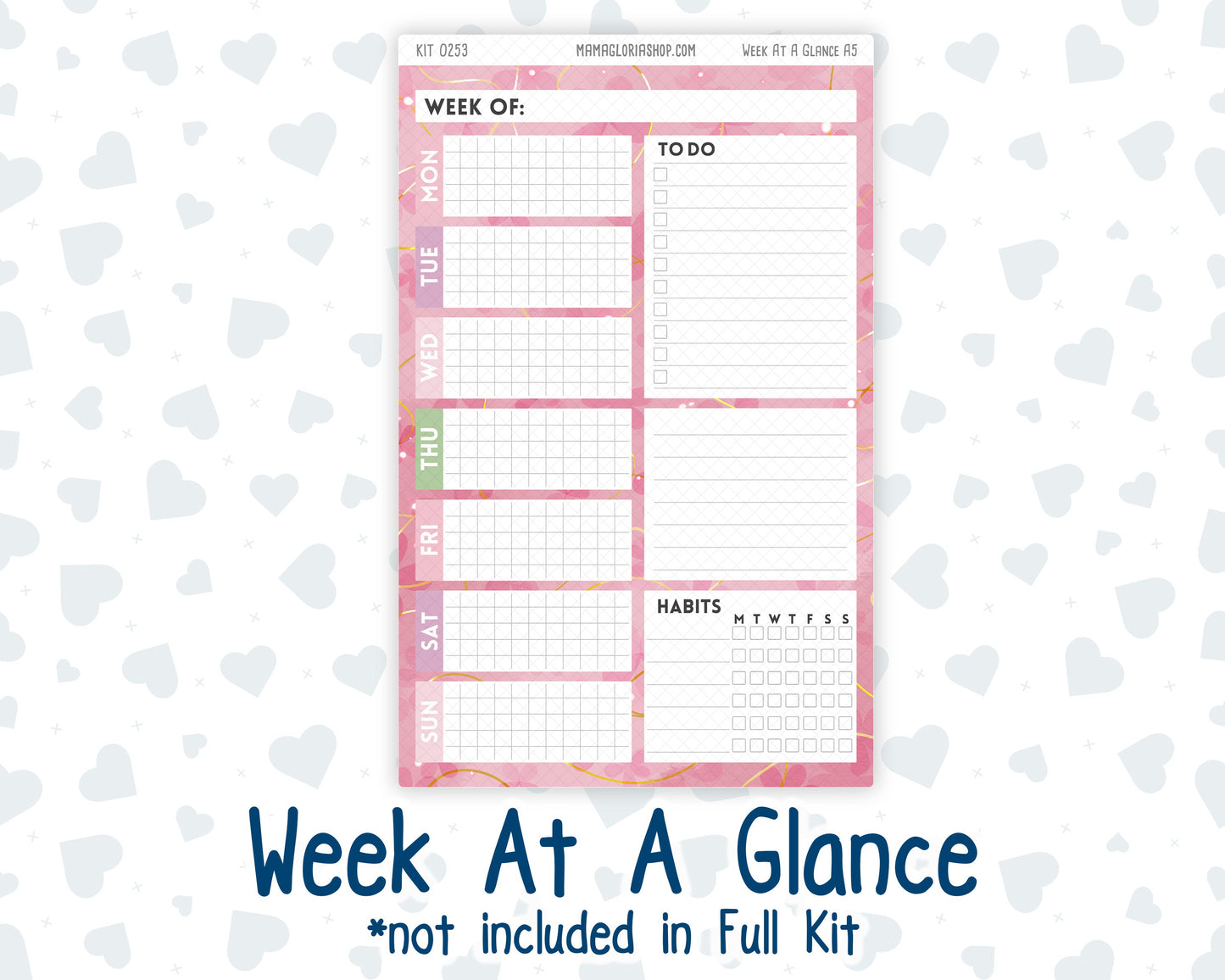 Kit 0253 - A5 - Plum Paper Daily - Weekly Kit - February - Rosy Daydreams