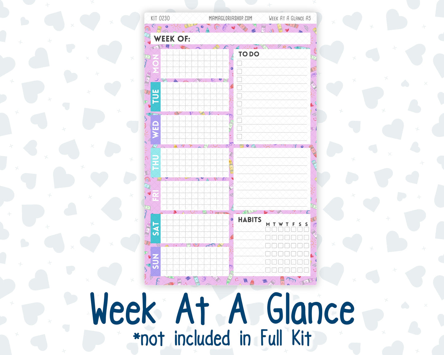 Kit 0230 - A5 - Plum Paper Daily - Weekly Kit - August - School Daze