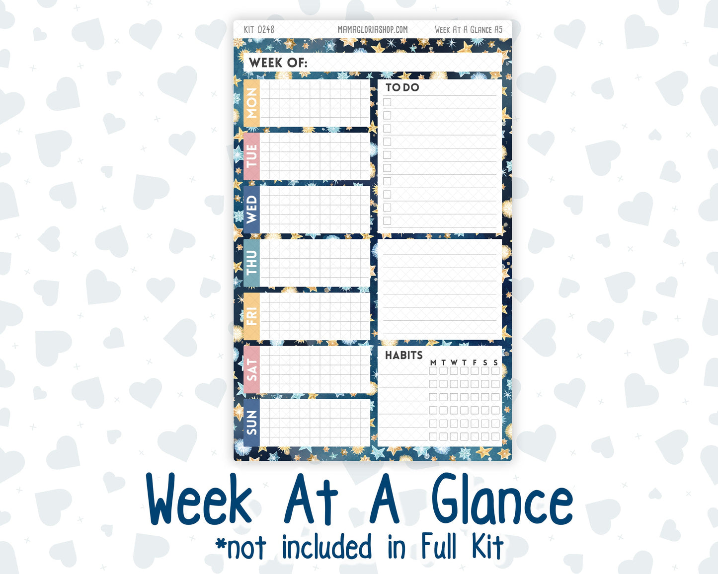 Kit 0248 - A5 - Plum Paper Daily - Weekly Kit - January - Midnight Countdown