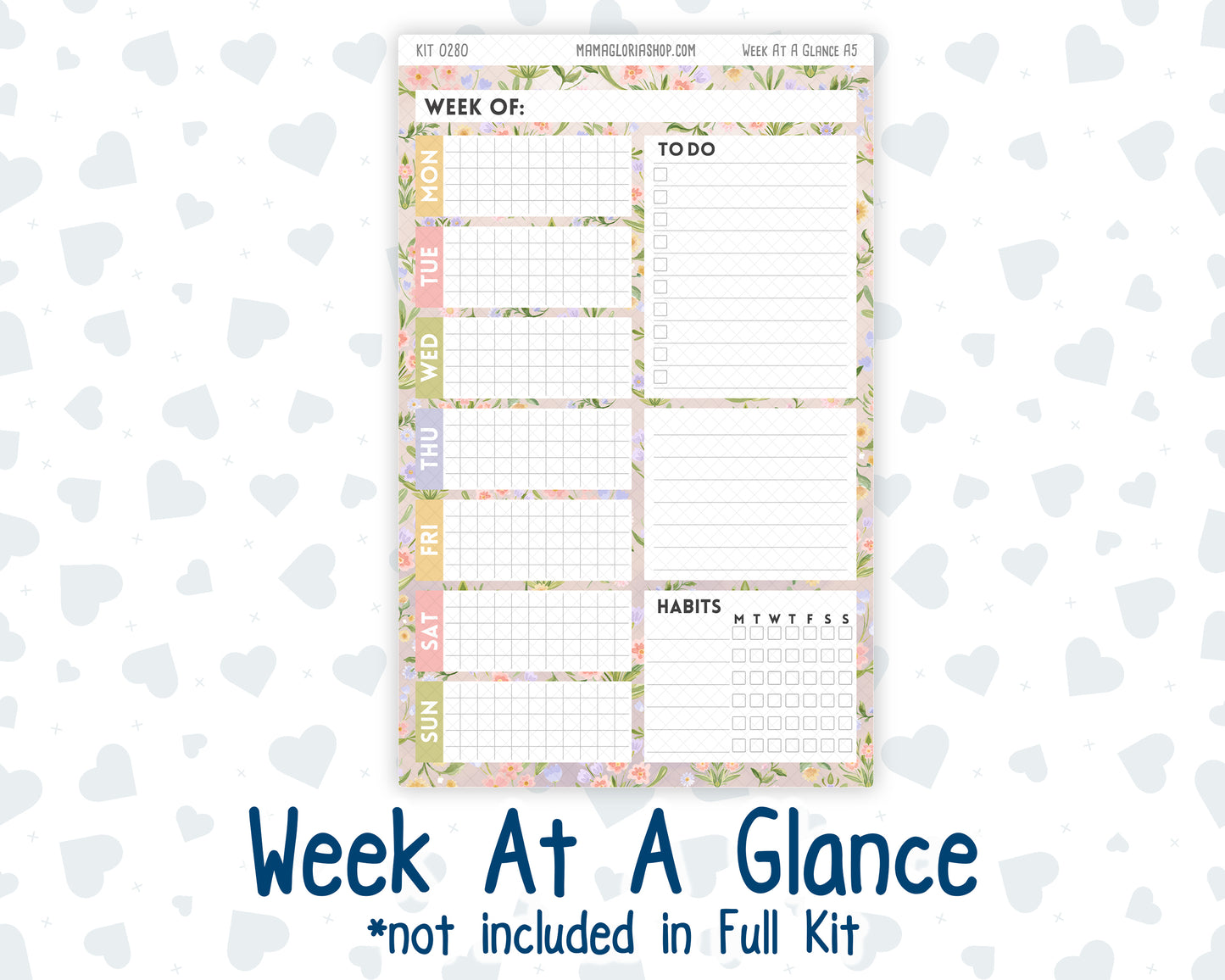 Kit 0280 - A5 - Plum Paper Daily - Weekly Kit - Half Past Six In August