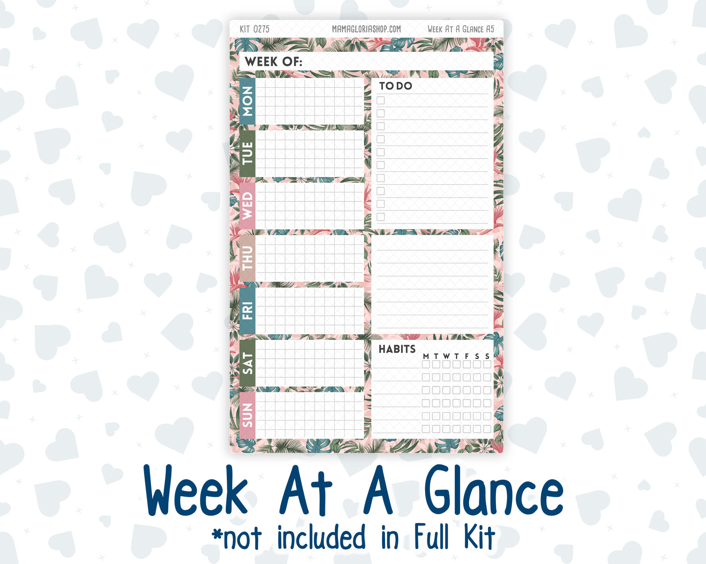Kit 0275 - A5 - Plum Paper Daily - Weekly Kit - July - Tropical Safari Blush
